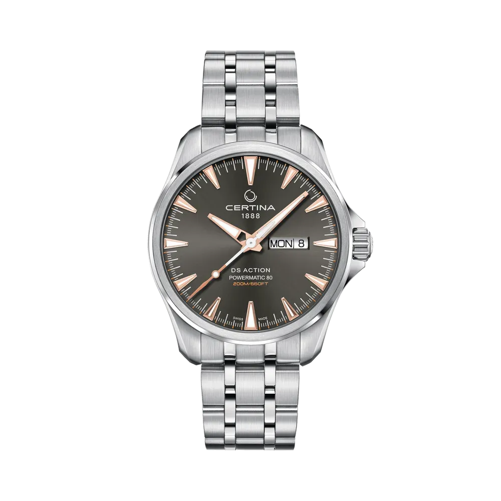 Certina DS Action Day Date Powermatic 80 Otomatik Gri C0324301108101