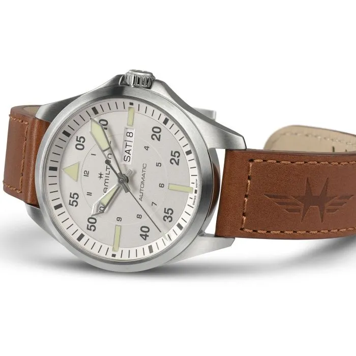 Hamilton Khaki Aviation Pilot Day Date Auto Silver H64635550 detay görseli 2