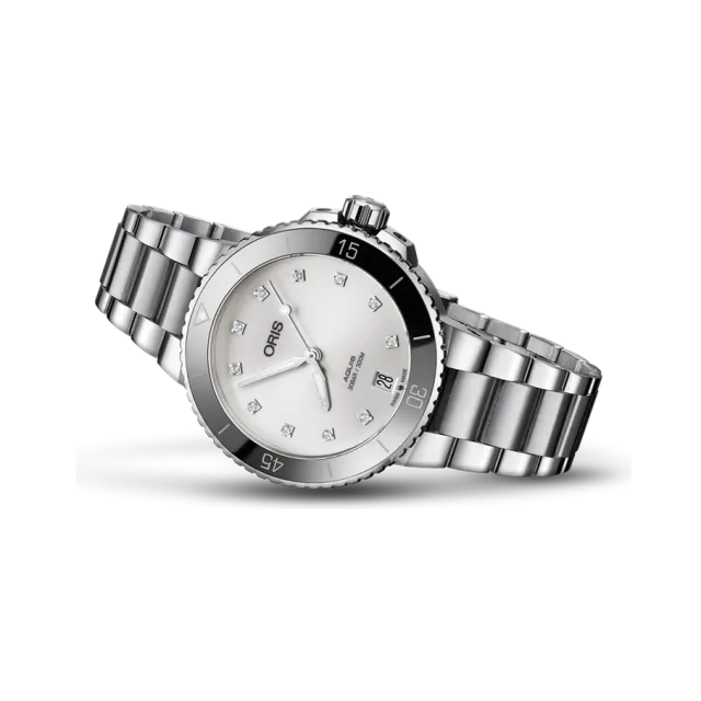 Beğenmek için çift tıkla Oris Aquis Date Diamonds Otomatik Beyaz 01733773141910781805P Görsel 1