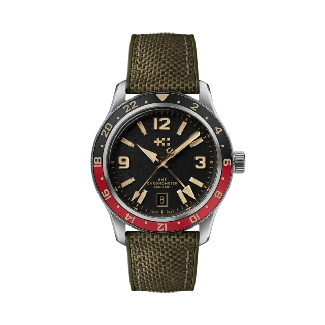 Beğenmek için çift tıkla Christopher Ward C60 Trident Biscay GMT Otomatik Siyah C6042AGM1S0RK0HV Görsel 1