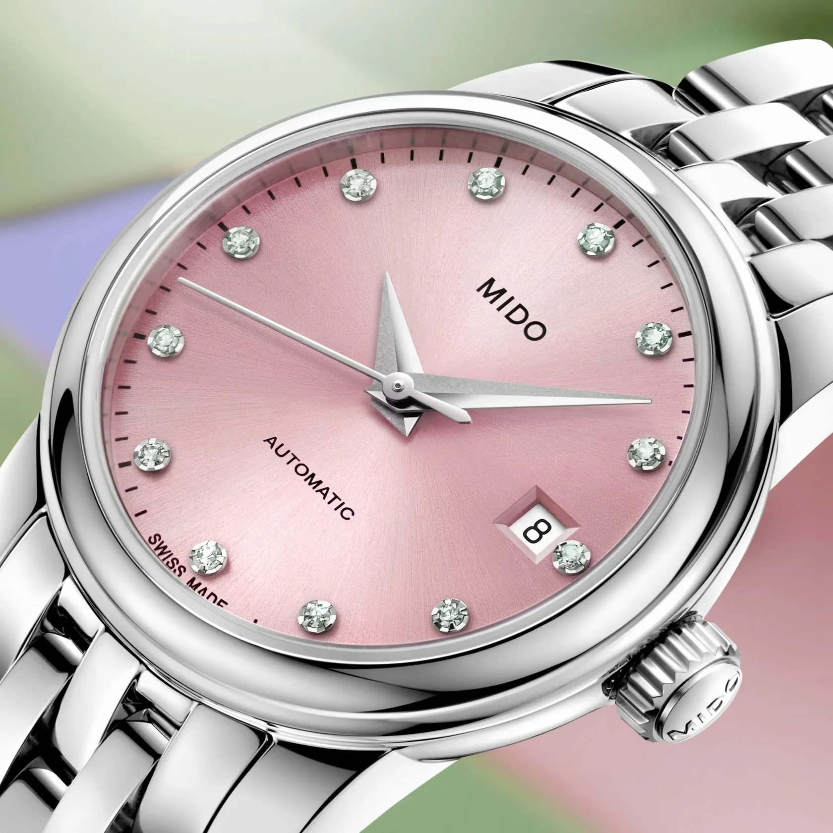 Mido Baroncelli Lady Twenty Five Otomatik Pembe M0390071133600 detay görseli 4