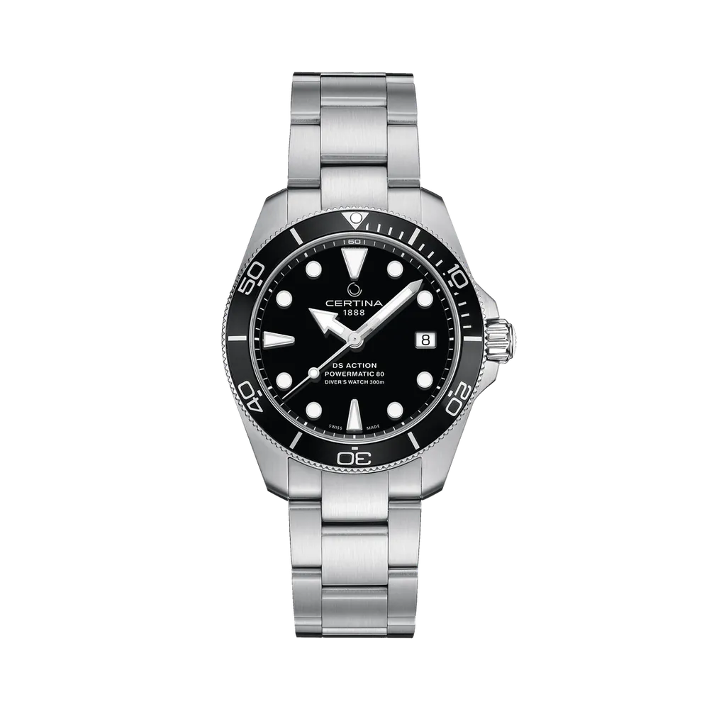 Certina DS Action Diver 38mm Powermatic 80 Otomatik Siyah C0328071105100