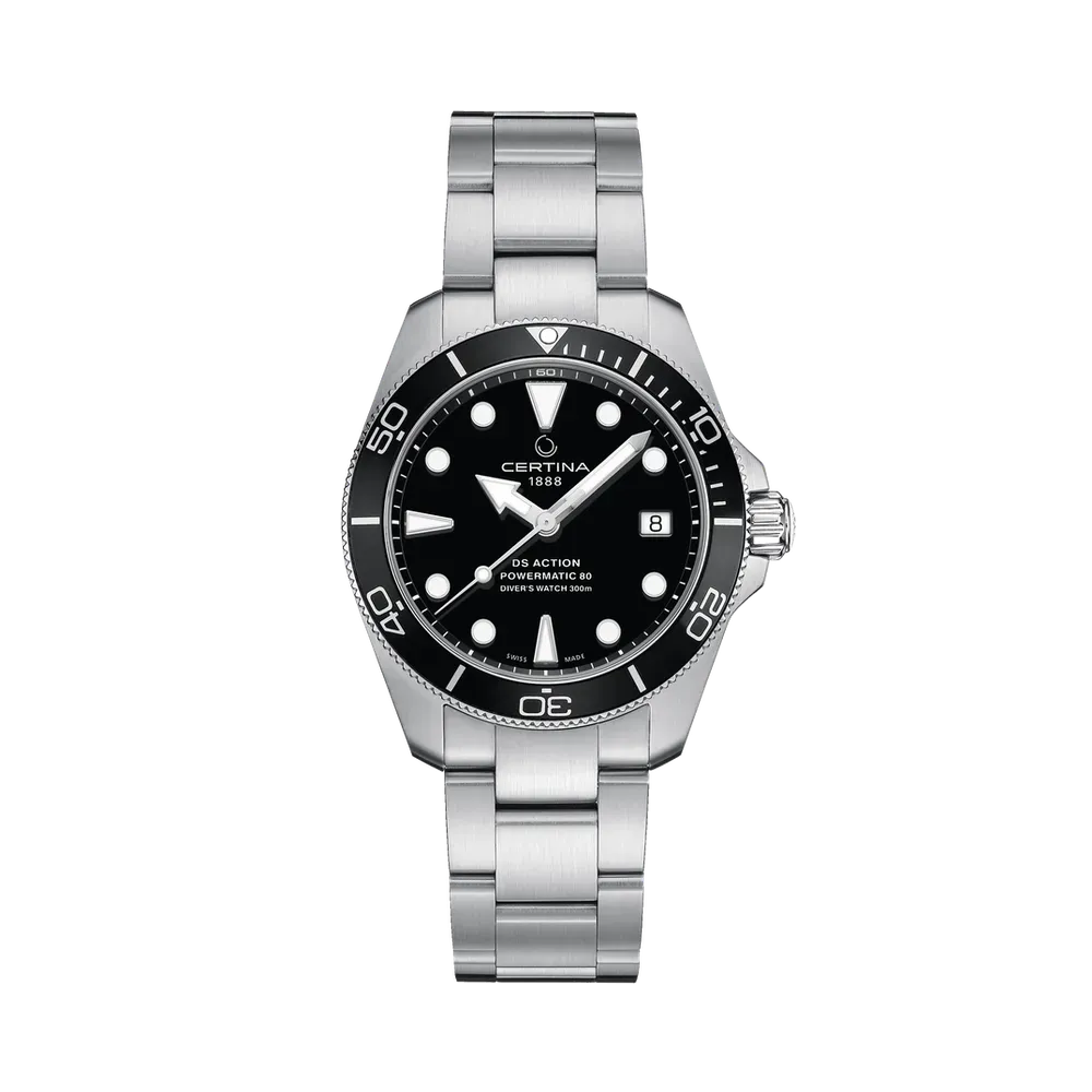 Certina DS Action Diver 38mm Powermatic 80 Otomatik Siyah C0328071105100