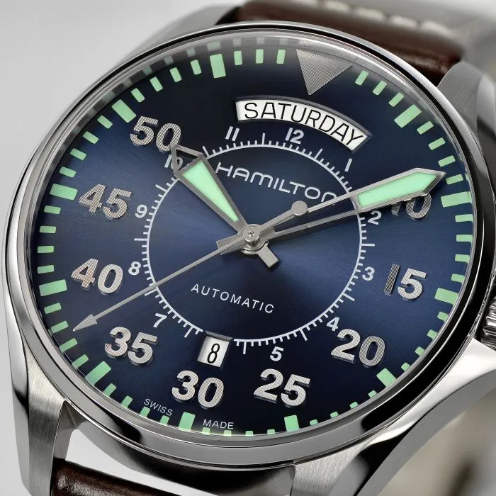 Hamilton Khaki Aviation Pilot Day Date Auto Otomatik Mavi H64615545 detay görseli 2