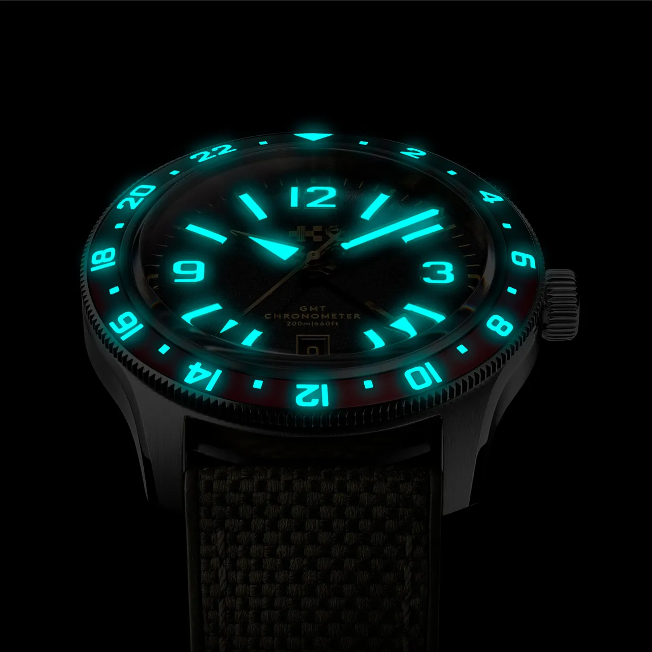 Christopher Ward C60 Trident Biscay GMT Otomatik Siyah C6042AGM1S0RK0HV detay görseli 5