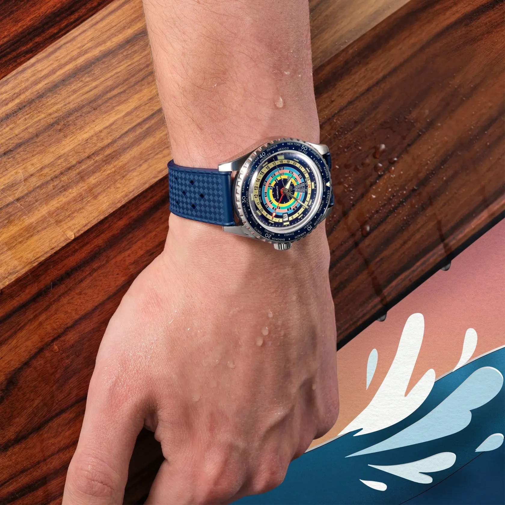 Mido Ocean Star Decompression Worldtimer Otomatik Mavi M0268291704100 detay görseli 4