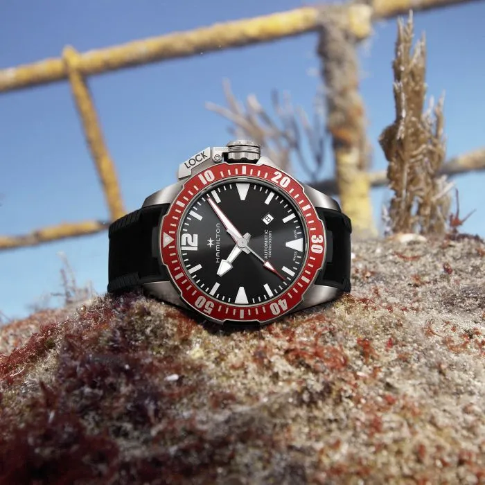 Hamilton Khaki Navy Frogman Titanium Auto Siyah H77805335 detay görseli 5