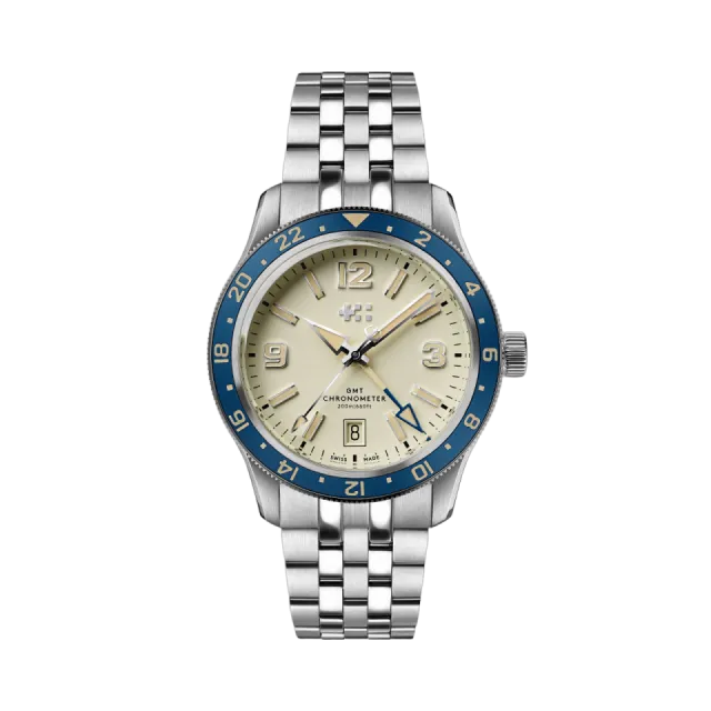 Beğenmek için çift tıkla Christopher Ward C60 Trident Biscay GMT Otomatik Sand C6039AGM1S0BW0B1 Görsel 1