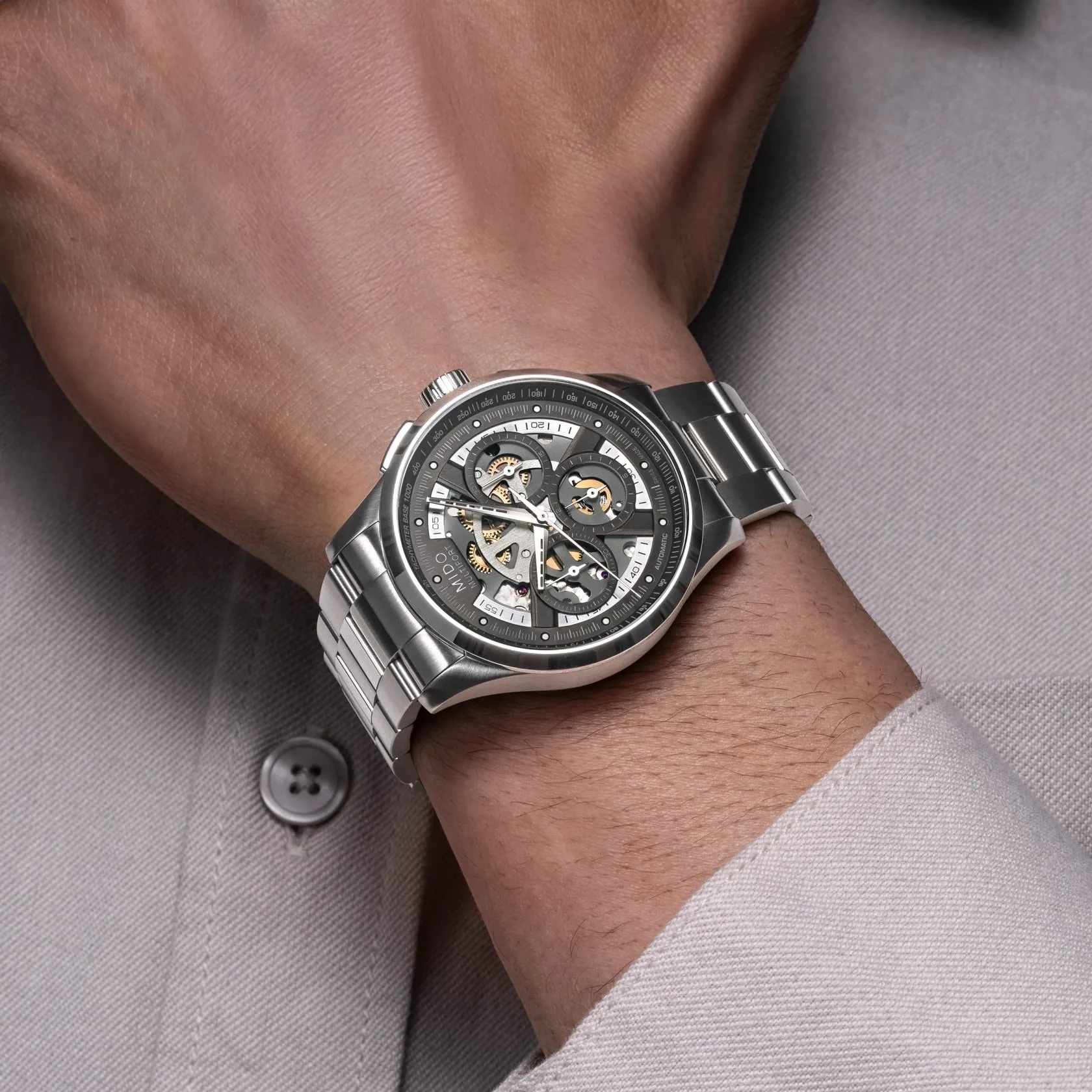 Mido Multifort Skeleton Chronograph Otomatik Antrasit M0386621106000 detay görseli 3