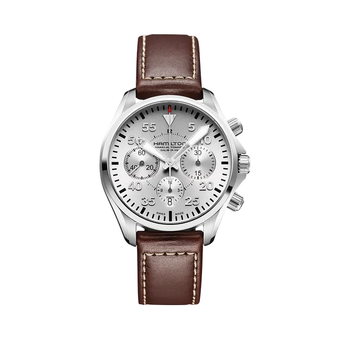 Hamilton Khaki Aviation Khaki Pilot Auto Chrono Otomatik Silver H64666555
