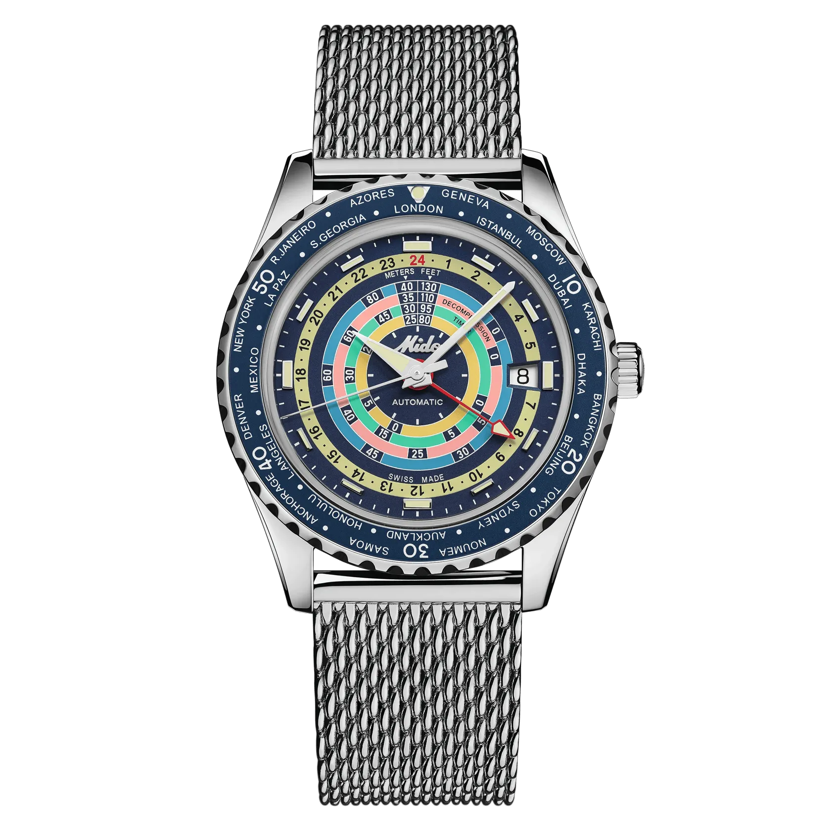 Mido Ocean Star Decompression Worldtimer Otomatik Mavi M0268291704100 detay görseli 1