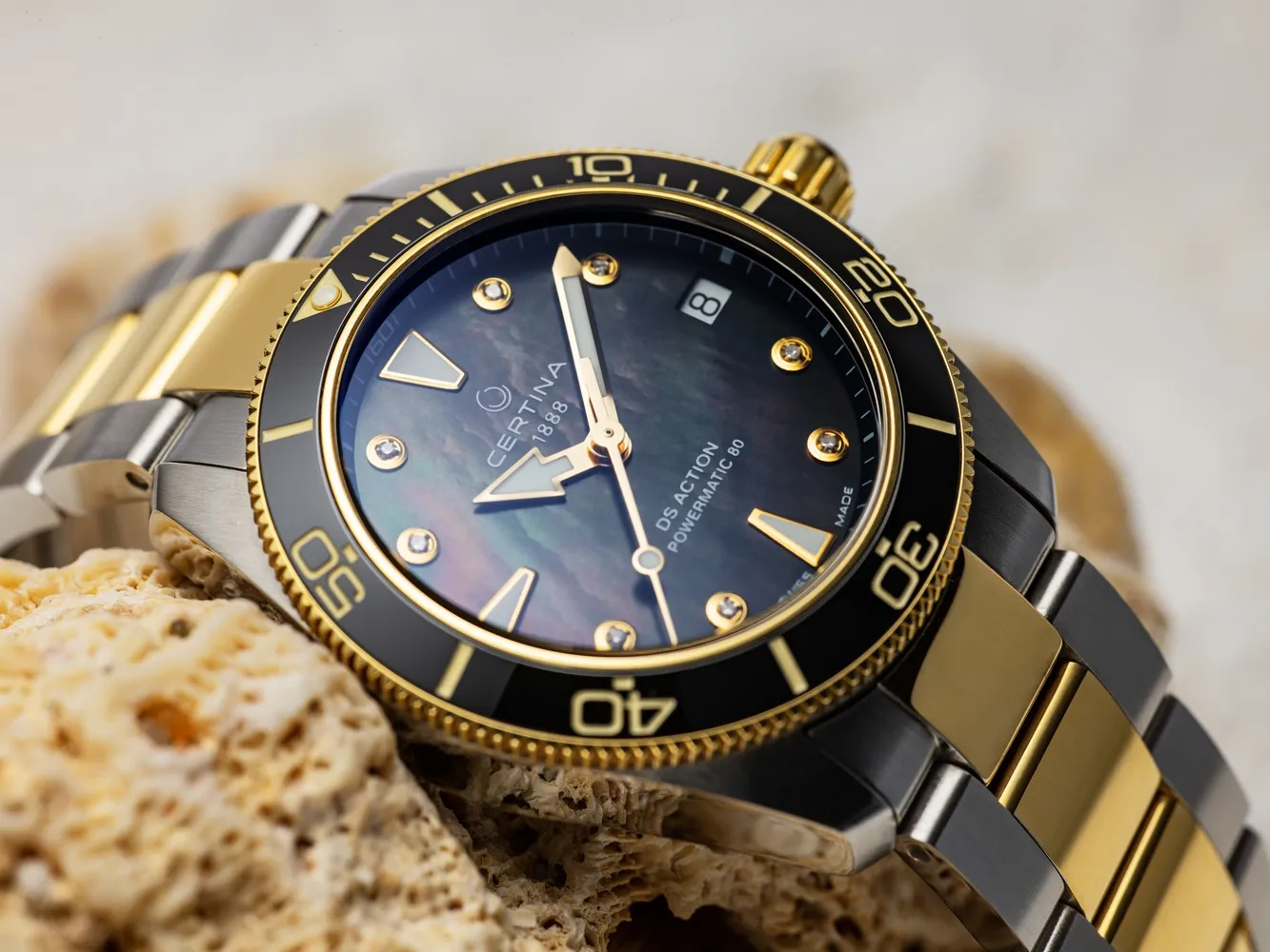 Certina DS Action 34.5mm Powermatic 80 Otomatik Mother Of Pearl C0320072212600 detay görseli 5