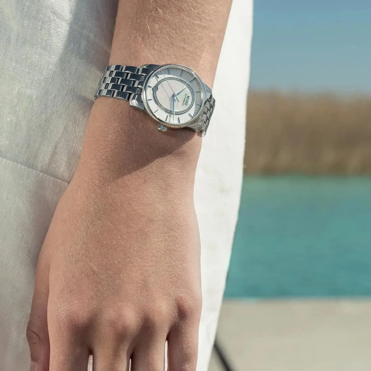 Mido Baroncelli Prisma Otomatik Beyaz Sedef M0072071111600 detay görseli 4
