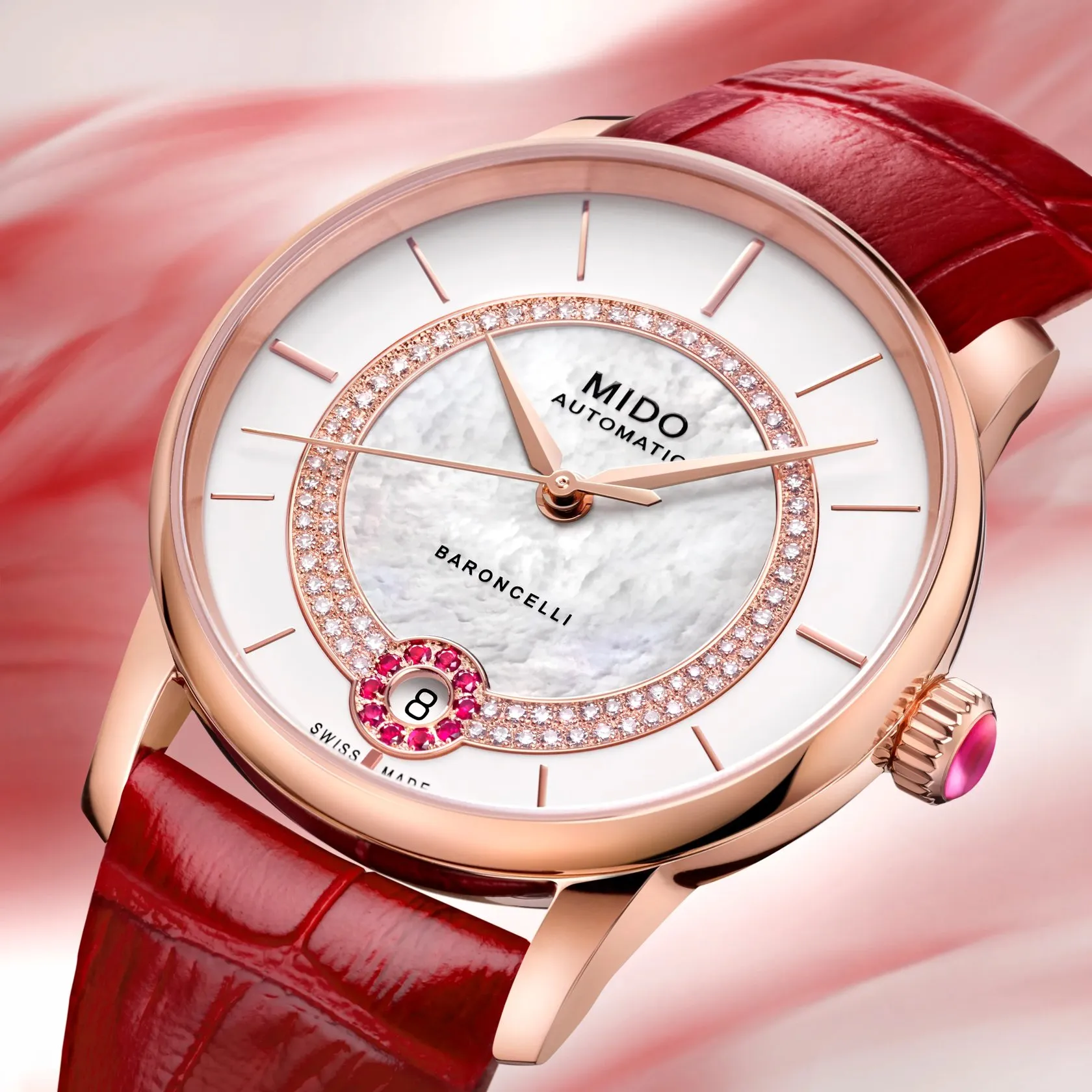 MIDO Baroncelli Lady Necklace Otomatik Beyaz Sedef M0378073603101 detay görseli 5
