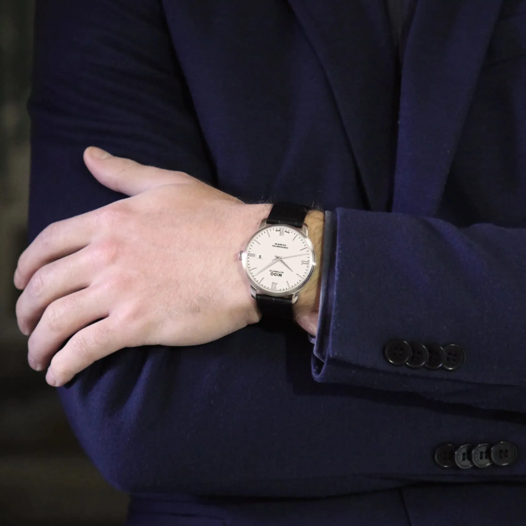 Mido Baroncelli Heritage Gent Otomatik Beyaz M0274071601000 detay görseli 3