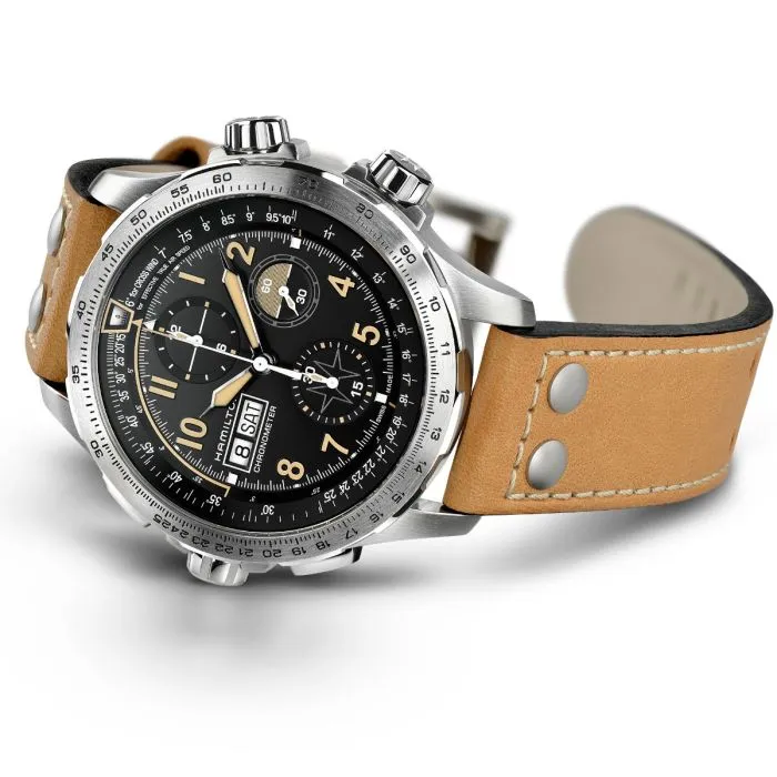 Hamilton Khaki Aviation X-Wind Day Date Auto Chrono Otomatik Siyah H77796535 detay görseli 3